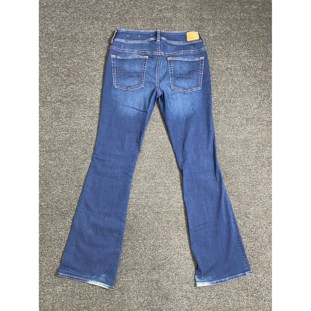 American Eagle Kick Boot‎ Blue Jeans Womens 8 Long Super Stretch Boho Preppy